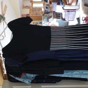 *sold*Maje midi dress, black and white, classic and pretty. Striped skirt Size 1